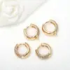Wholesale Round Clip Earrings For Women With Bezel Setting, 14K Real Gold Plated Copper Featuring Zircon Inlay, Electroplated Finish