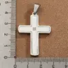 Wholesale DIY Jewelry High-Quality Polished 304 Stainless Steel Rhinestone Cross Handmade National Flag Square Pendant