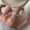 Wholesale Electroplated Flowers Ring For Women In Silver Plated Brass With 0.03µm Coating Thickness