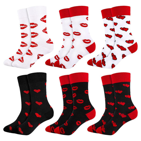 Wholesale valentine's day socks love contrast color tube socks Valentine's Day lovers cotton socks manufacturers
