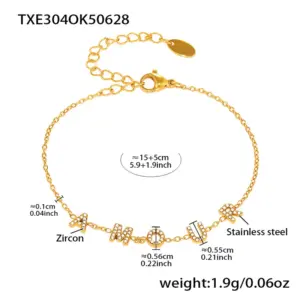 TXE304-5A Zircon Amour Bracelet 16 5cm