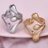 Wholesale Ion Plating (IP) Real Gold Plated 18K Gold Geometric 304 Stainless Steel Simple Style Waterproof Non Tarnish Open Rings