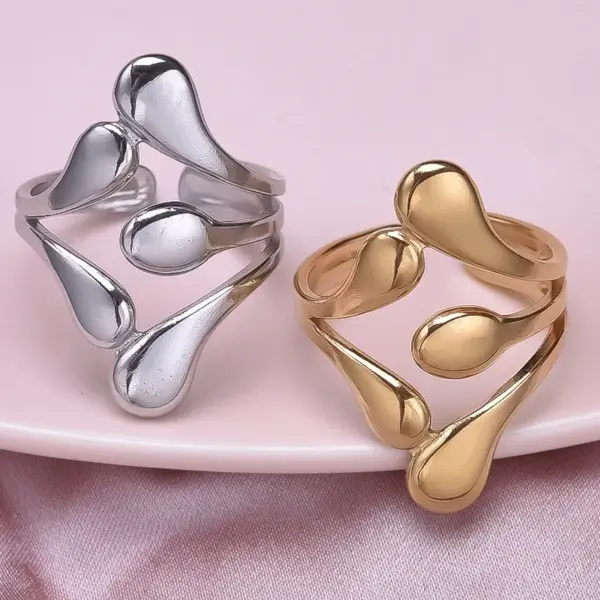 Wholesale Ion Plating (IP) Real Gold Plated 18K Gold Geometric 304 Stainless Steel Simple Style Waterproof Non Tarnish Open Rings