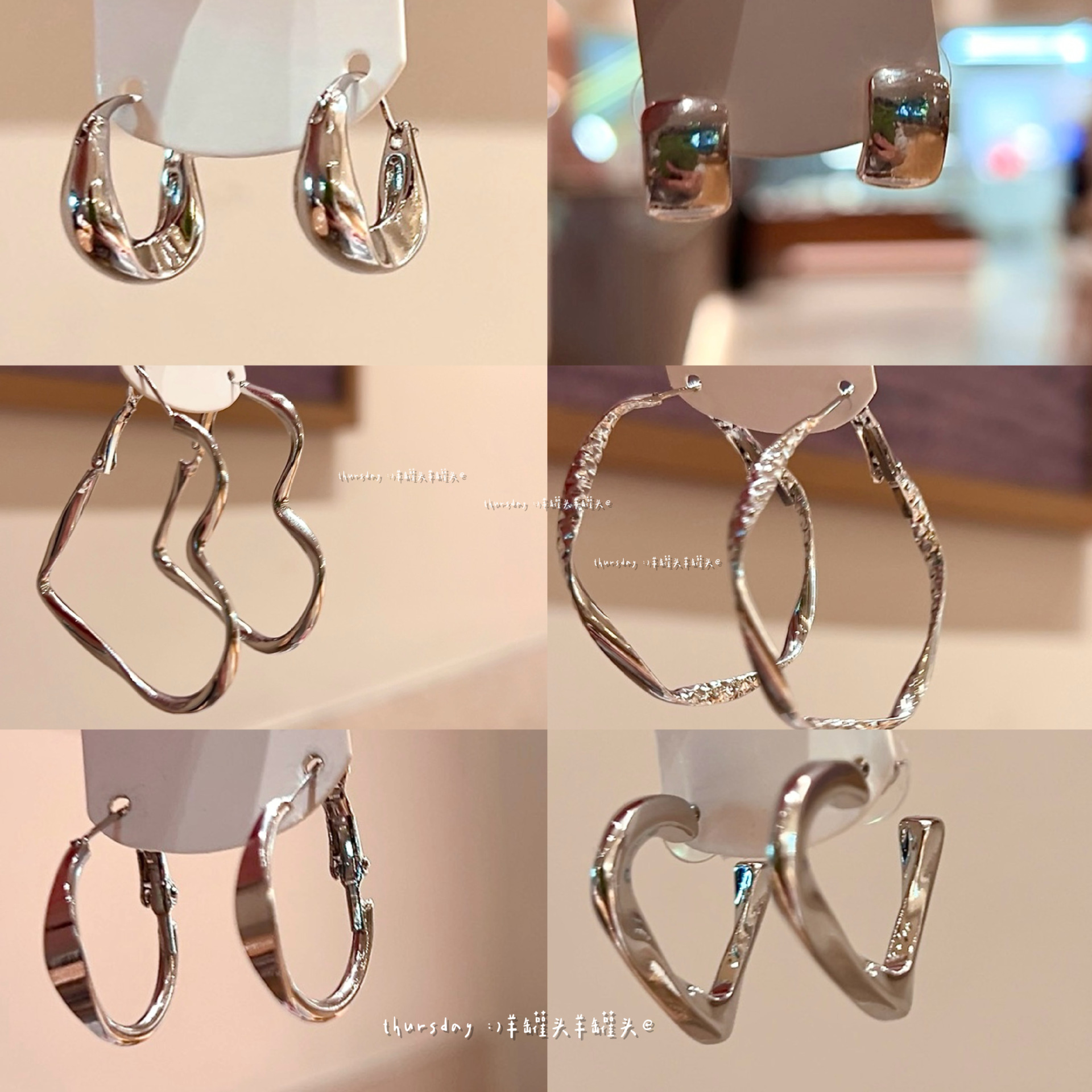 Wholesale European and American Style Exaggerated Metal Glossy Circle Earrings New Fashion Simple High-End Cool Feeling S925 Silver Needle Earrings