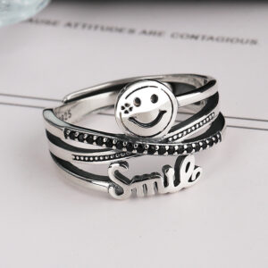 xb897-white gold smiley face / Opening adjustable