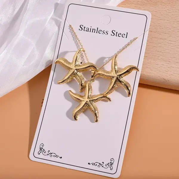 oly-131a7f98a9080dc14bcb349e29092fe6 Wholesale Electroplating Golden Plated Starfish Red Heart Flower 304 Stainless Steel Casual Elegant Handmade Polishing Plating Jewelry Set