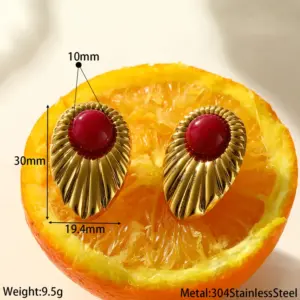 Red Natural Stone Earrings