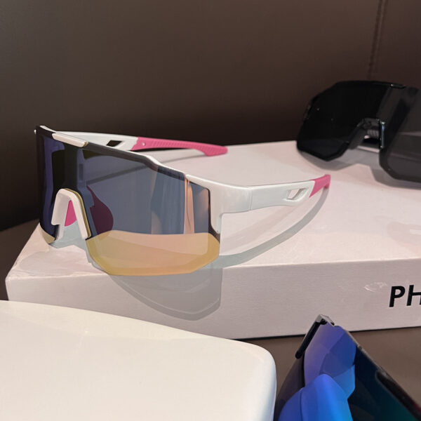 Wholesale outdoor sports riding windproof sunglasses men's and women's colorful sunglasses locomotive large frame thin