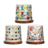 Wholesale Haisman thickened color glass creative rotating whiskey glass hand painted rotating cup with wooden tray decompression Cup
