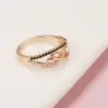 Wholesale New New Style Micro-Paved Zircon Ring For Women Twisted Line Fashionable Bohemian Pattern Casual Style Copper Ring