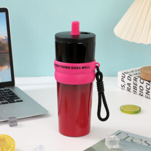 Aurora straw cup 316-gradient red 710ml / Single cup with pattern