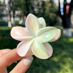 58#Colorful plumeria hair clip#1 gradient green