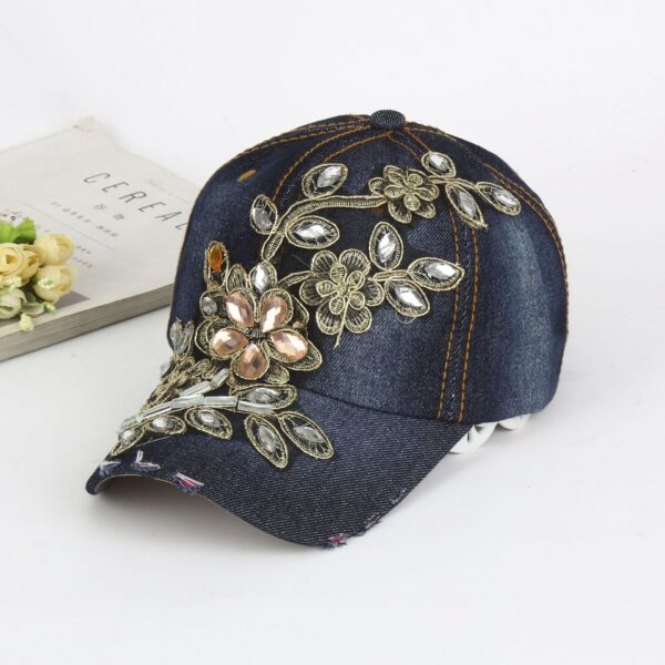 Wholesale Women's Baseball Cap Trendy Rose Flower Sun Hat Sports Hip-Hop Hat Diamond Hat Cowboy Hat Wholesale Trendy Style