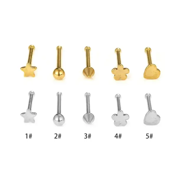 oly-135915802208b6208fe4fd46c2eada5d Wholesale Fashion Star Heart Shape Flower Stainless Steel Plating Nose Studs Nose Pin