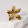 Wholesale PVD Coated Real Gold Plated 18K Gold Flower 304 Stainless Steel Vacation Modern Style Simple Style Waterproof Non Tarnish Open Rings