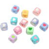 Wholesale 12mm Macaron Sweetheart Square Beads Acrylic Love Square Beads DIY Mobile Phone Chain Keychain Beads