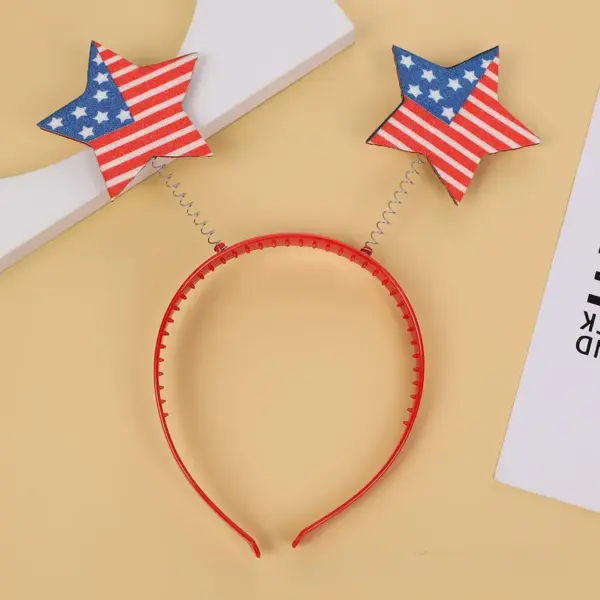 oly-136495bc212274f12b9d507ba8e71b6c Wholesale Shiny Star American Flag Headband National Day Performance Independence Day Glowing Super Shiny Grid Headband