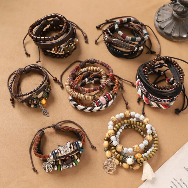 oly-1365110707e010325cda56d8f7ba5c28 Wholesale Handmade Bohemian exotic style bracelet retro ethnic style men's and women's woven multi-layer stacked bracelet niche hand rope