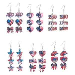 Wholesale Retro Faceted Flag Ear Hook Earrings For Women Featuring Durable Iron Material