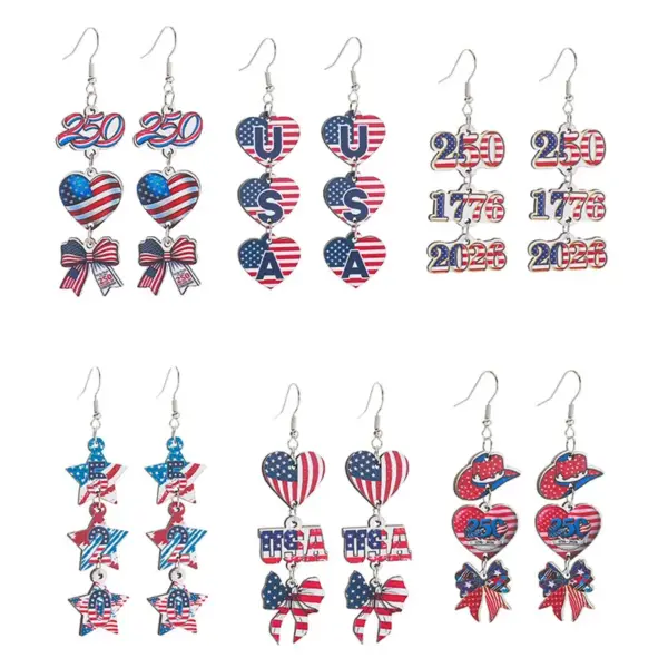 Wholesale Retro Faceted Flag Ear Hook Earrings For Women Featuring Durable Iron Material