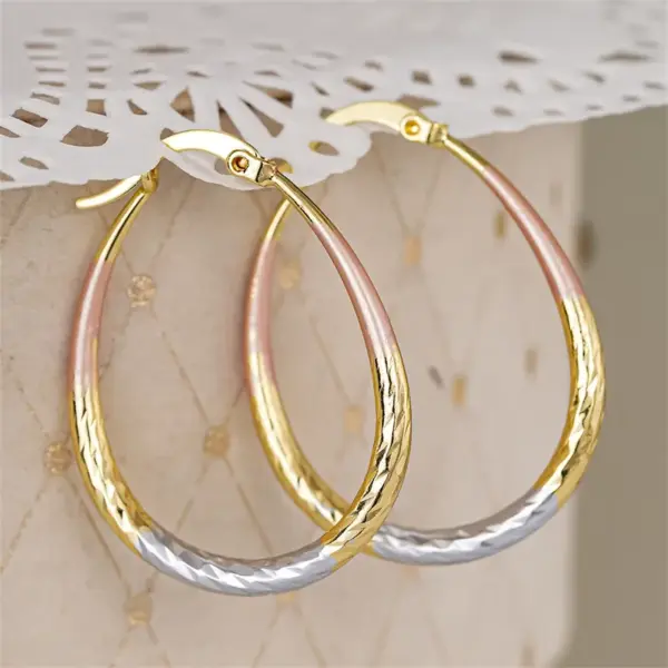 Wholesale Three-dimensional Geometric Earrings For Women In Copper With KC Golden Water Plating And 0.03µm Thickness