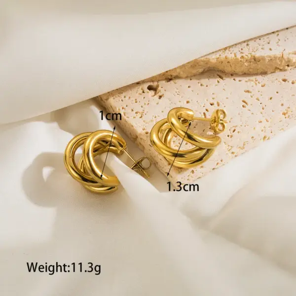 Wholesale 1 Pair Simple Style Classic Style C Shape Plating Stainless Steel 14k Gold Plated Ear Studs