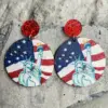 Wholesale Wooden Earrings American Independence Day Elf Statue Of Liberty Festive Atmosphere July 4th Original Design Geometric Pattern
