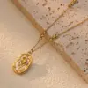 Wholesale 201 Stainless Steel 304 Stainless Steel Plastic Tulip Ion Plating (IP) Acrylic 18K Gold Plated Elegant Waterproof Non Tarnish Inlay Multicolor-Golden Yellow Pendant Necklace