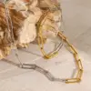Wholesale Jewelry Simple Style Classic Style Paper Clip 304 Stainless Steel 18K Gold Plated PVD Coated Mixed Metal Bracelets Necklace