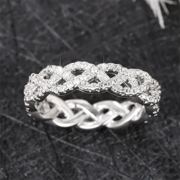Wholesale Geometric Claw Setting Ring For Women In Copper With White K Water Plating And Zircon Inlay