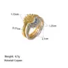 oly-13c42dfc4d08c891fc56b95fa5223be6 Wholesale Copper 18K Gold Plated Inlay Sun Moon Artificial Rhinestones Open Rings