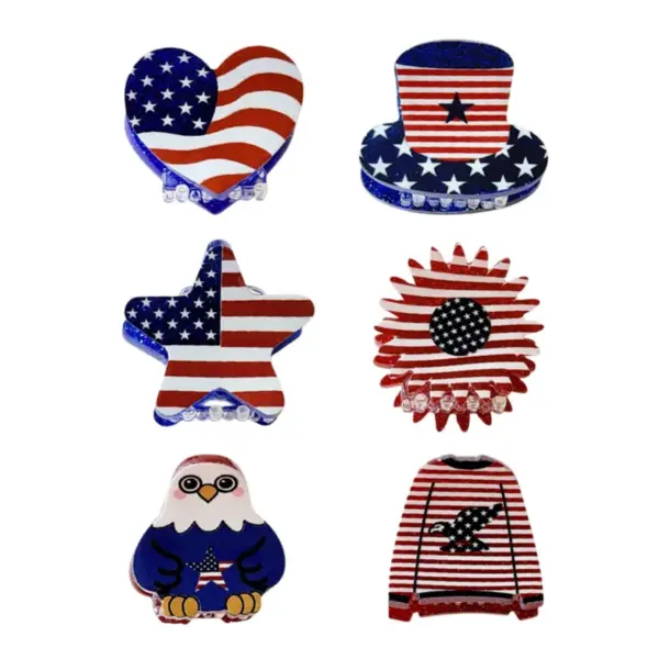 Wholesale American Flag Hair Claws For Women In Acrylic, Perfect Hairpin Accessory For Independence Day And Spring