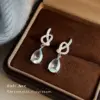 Wholesale Handmade Geometric Earrings For Women In Copper With Platinum Plated Water Plating And Zircon Inlay
