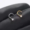 Wholesale 1 Piece Nose Rings & Studs Simple Style Classic Round Square Pure Titanium Alloy Zircon Vacuum Plating 14K Gold Plated White