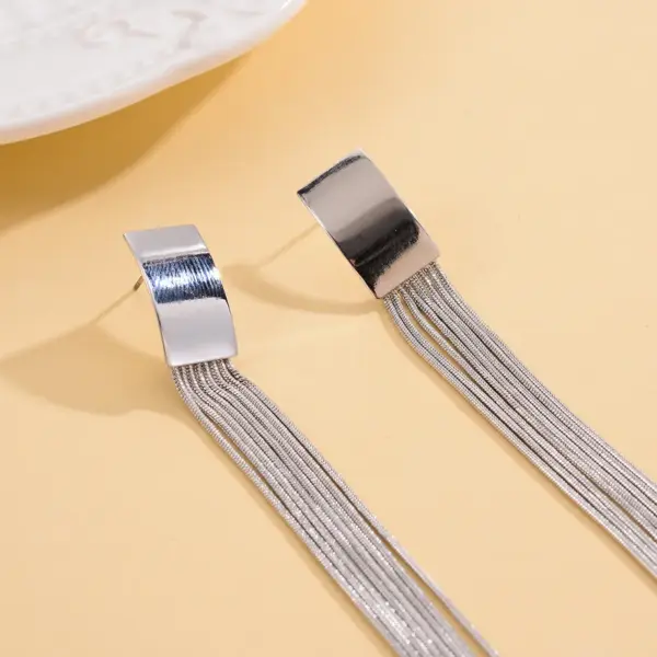 Wholesale Geometric Tassel Drop Earrings For Women In White K Plated Copper With UV Plating And 0.03µm Thickness