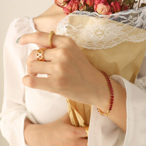 E314-Red Zircon Bracelet -17cm