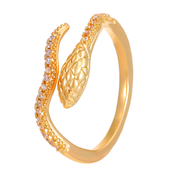 Wholesale fashion high-end sense inlaid zircon snake-shaped opening ring female Joker Zodiac spirit snake index finger ring