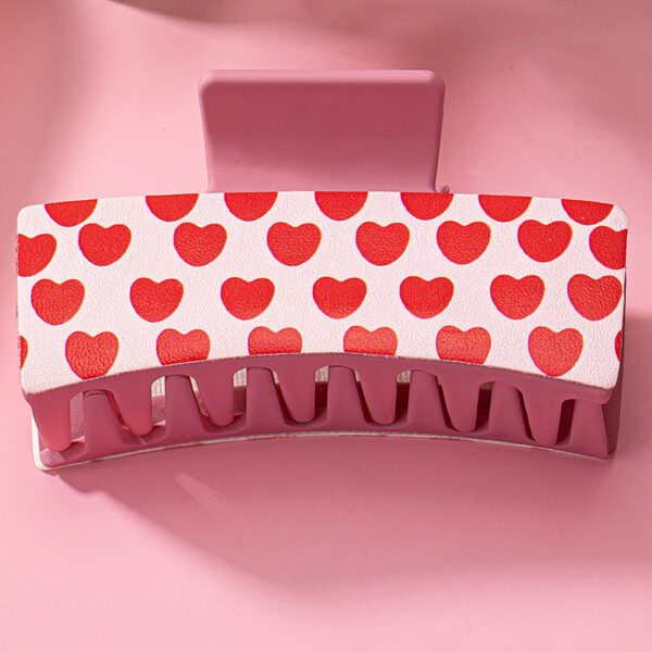 oly-13ea0c1e5ca4c21da9e955b86fb2fd99 Wholesale Celebrant Jewelry 1 PU Leather Acrylic Pink Red Heart Printed Hair Claw Hairpin Valentine's Day Gift