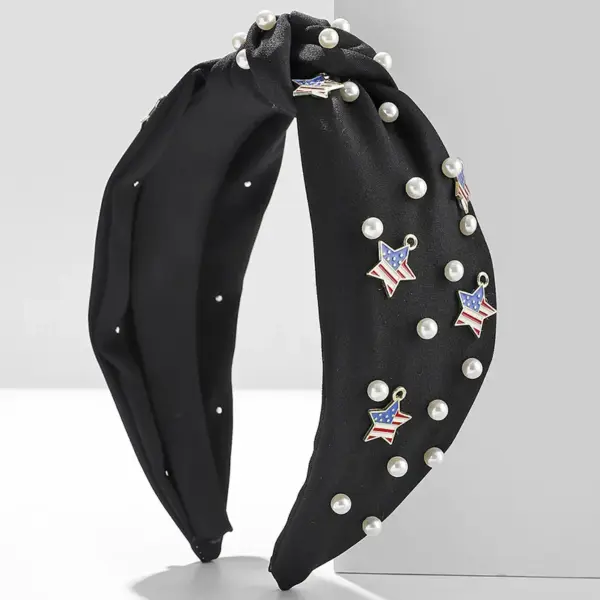 Wholesale Solid Color Pearl Hairband American Flag Women Hair Accessories Durable Minimalist Women Hairband