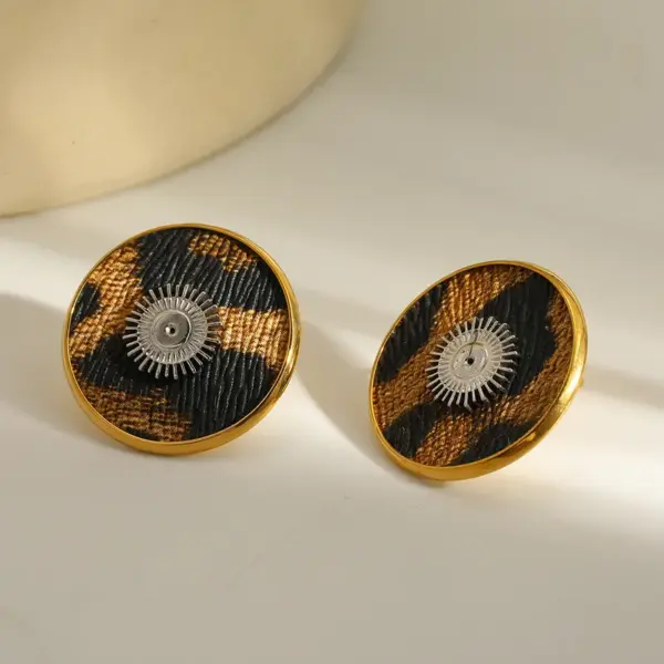 oly-13f08018c28129e9b14195ae853663e5 Wholesale 18K Gold Plated 304 Stainless Steel Vacuum Electroplating (In-Furnace) Rhinestone Eight-Pointed Star Sun Bee Mixed Color (Jewelry Metal Contrast) Oil Drop Bohemian Style (Floral Print) Earrings For Women Independence Day
