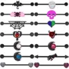 Wholesale 1 Piece Ear Cartilage Rings & Studs Retro Moon Skull Grimace Stainless Steel Alloy Copper Plating Inlay Rhinestones