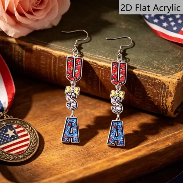 Wholesale Retro Multicolor Letter Print Acrylic Drop Earrings For Women With 304 Stainless Steel Ear Pins