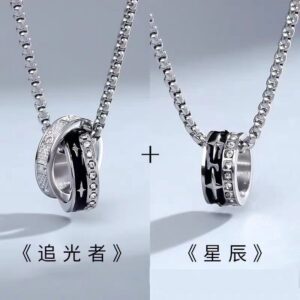 oly-140aa43f7d3477d1a6591c4954122a50 Wholesale Double-ring Necklace Men’s Trendy Accessories Men’s Simple All-match Stainless Steel