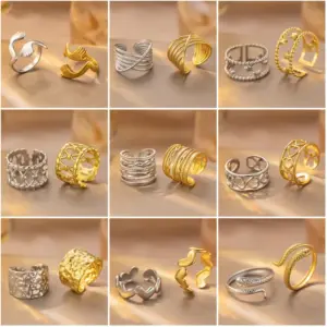 Wholesale Titanium Steel Oil Pressed Ring Women's Non-Fading Unique Design Stainless Steel Jewelry Geometric Pattern Couple Rings