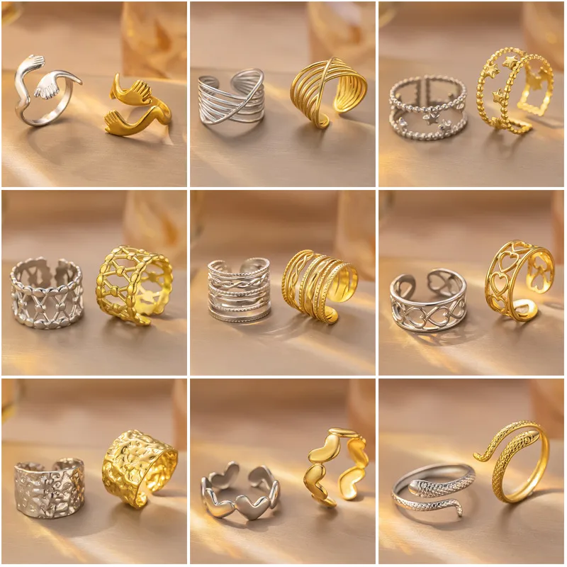 Wholesale Titanium Steel Oil Pressed Ring Women's Non-Fading Unique Design Stainless Steel Jewelry Geometric Pattern Couple Rings