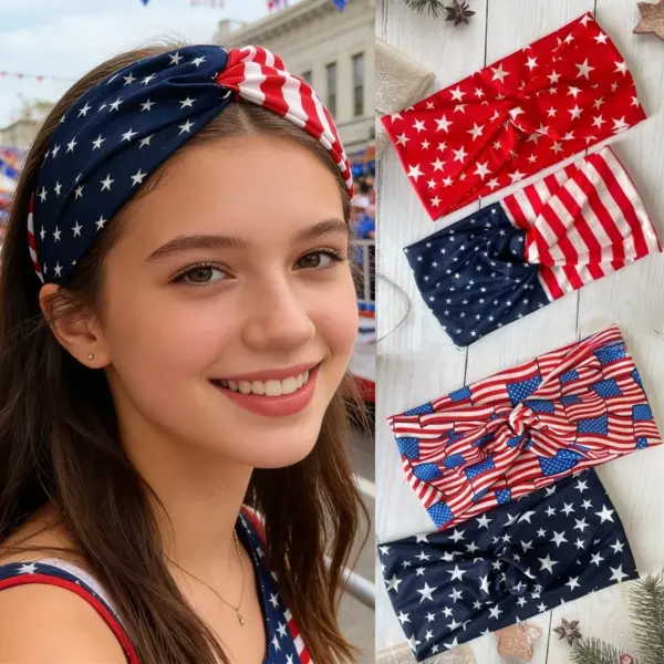 Wholesale American Flag Hair Band In Ethnic Style For Men, Made Of Polyester, Perfect For Independence Day Celebrations