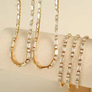 Wholesale Ion Plating (IP) Real Gold Plated 18K Gold Square Rectangle 304 Stainless Steel Elegant Simple Style Waterproof Non Tarnish 304 Stainless Steel Bracelets