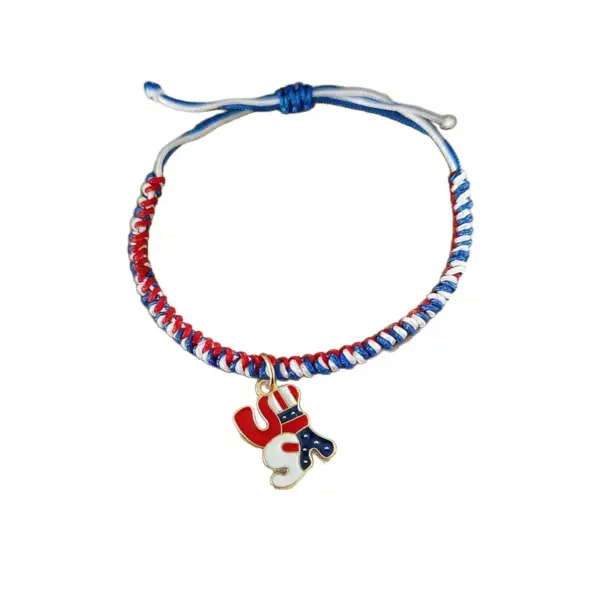 oly-14292585ccea030a3318b0805deca3e1 Wholesale Heart Shape Braid Rope Bracelets For Unisex, Perfect For Independence Day Celebration