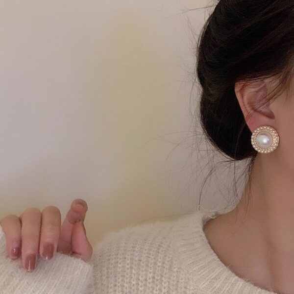 oly-14389c7f9822e525810402b443c45649 Wholesale 925 Silver Needle Retro Hong Kong Style Hepburn Style Pearl Earrings Internet Celebrity Elegant Niche High-End Popular Hoop Earrings