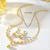 Wholesale Geometric Asymmetrical Jewelry Set For Women With 18K Real Gold Plated Copper And Beaded Chain Featuring Water Plating Process